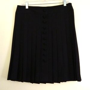 NWT Burberry Black Pleated Midi Skirt Size 10